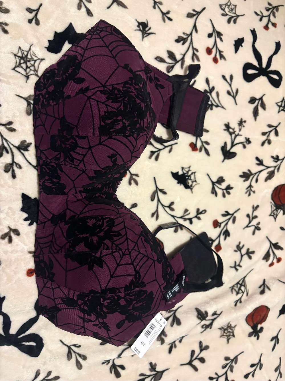 torrid Purple and Black Lace-Overlay T-Shirt Bra